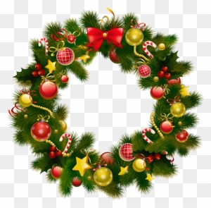 Christmas Lights Clipart Pine Garland - Christmas Wreath Clipart Transparent