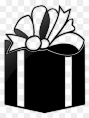 White Bow Gift Box Icon - Gift Box Black And White