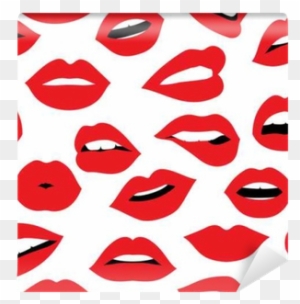 Fotomural Mujer Beso Del Lápiz Labial De Color Rojo - Lips Pattern Background