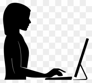 Clipart - Woman At Computer Silhouette