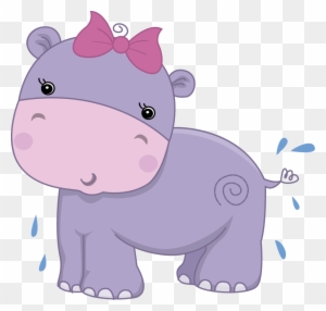 Pretty Pink Girly Jungle Animals - Baby Safari Hippo Greeting Card