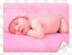 Vinilo Pixerstick Bebé Recién Nacido Niña Durmiendo - Buggy Pink Girl Photo Birth Announcements