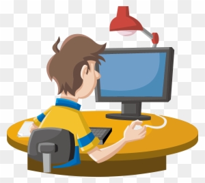 Cartoon Computer Royalty-free Clip Art - Work With Computer Png
