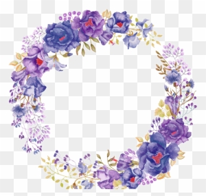 Flower Purple Watercolor Painting Wreath Clip Art - Purple Flower Wreath Clipart