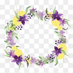 Purple Flower Wreath, Purple Flowers, Flower Wreath, - Purple And Yellow Flower Border