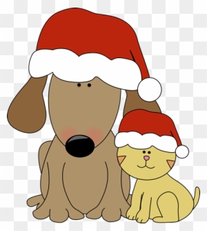 Christmas Dog And Cat - Dog And Cat Holiday Clipart