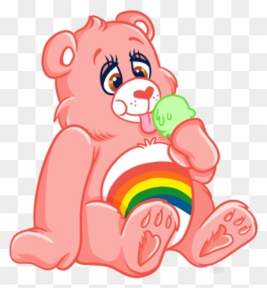 Cheer Bear Eating Ice Cream By Niwinoodle - Care Bears Ice Cream Art