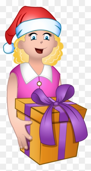 Free Clip Art Holiday Clip Art Christmas Little Girl - Clipart Get A Present