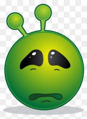 Smiley Green Alien Sad - Punny Alien Phobia Square Car Magnet 3" X 3&q