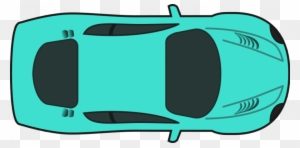 Turquoise Racing Car Vector Drawing - Car Top View Clipart