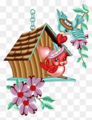 Image Du Blog Zezete2 - Birds In Bird Houses Clipartwith Transparent Backgrounds