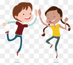 Child Computer File - Happy Children Jumping Cartoon Png
