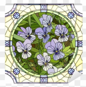 Vector Illustration Of Flower Purple Pansies - Art Print: Vertyr's Flower Purple Pansies, 12x12in.