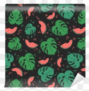 Seamless Vector Pattern With Juicy Watermelons And - Swiss Cheese Plant