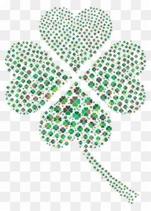Free Clipart Of A Patterned St Paddys Day Shamrock - Green Four Clover Leaf