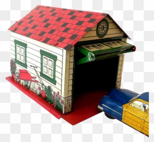 1950s Tin Litho Courtland "automatic Door Garage" Made - House 1950s Tin Litho Courtland "automatic Door Garage" Made - House