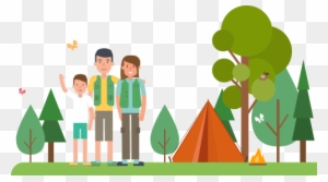 Illustration Of Mom And Dad With Kids By Their Tent - Camping