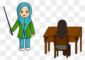 Gambar Guru  Muslimah Kartun Mengajar