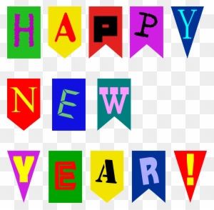 See Here Happy New Year 2018 Clipart Black And White - Happy New Year Flag