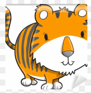 Cute Safari Tiger Cub Vector Illustration Art Wall - Clip Art