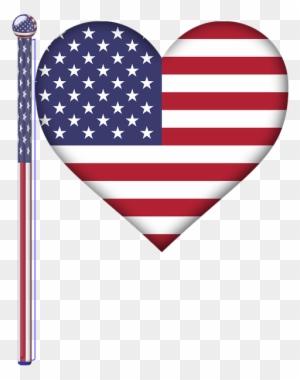America, Heart, Flag, Usa, 3d, Art, Flag Pole, Glossy - Heart With American Flag