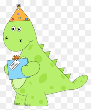 Birthday Dinosaur Wearing A Party Hat Clip Art - Dinosaur Wearing Party Hat