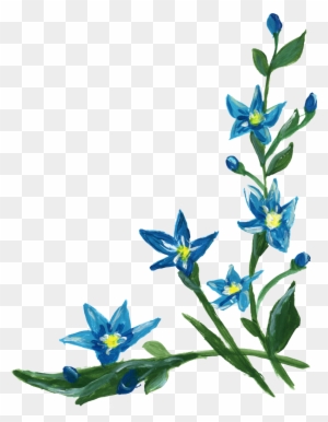 Png File Size - Blue Flowers Corners Clipart