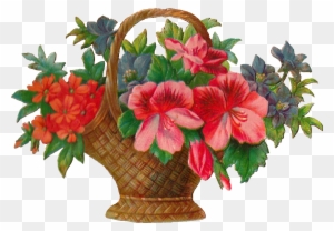 Elegant Flower Basket Clip Art Medium Size - Victorian Flower Basket