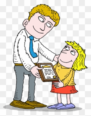 Image Adult Giving Child Certificate School Clip Art - Award Giving Clipart