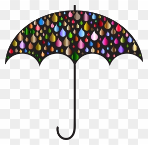 Rain Drops Umbrella Silhouette 4 - Clip Art Rain Drops