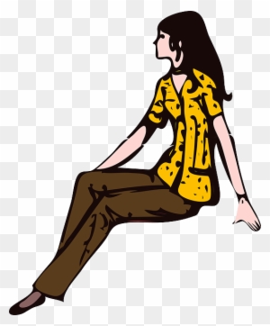 Woman, Girl, Shirt, Sitting, Pants - Girl Sitting Clipart
