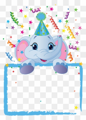 Royalty-free Clipart Illustration Of An Adorable Elephant - Party Frame