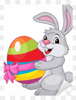 Cute Rabbit Carftoon Holding Easter Egg Sticker • Pixers® - Bunny With Easter Eggs