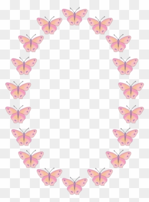 Pink Scallop Circle Frame Clip - Brush-footed Butterfly