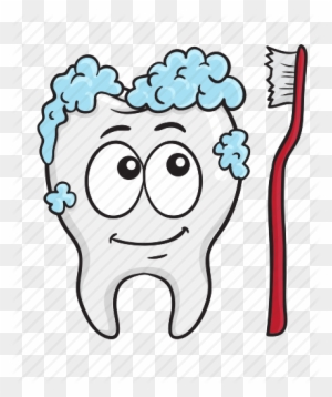 Cartoon, Dental, Dentist, Emoji, Smiley, Tooth Icon - Cartoon Tooth And Toothbrush