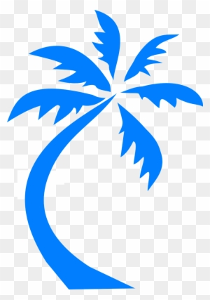 Beach, Palm Tree Palm Blue Silhouette Beach Tropi - Blue Palm Tree Logo