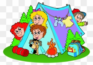 Animated Illustration Of Children On Camp - Camping Clipart