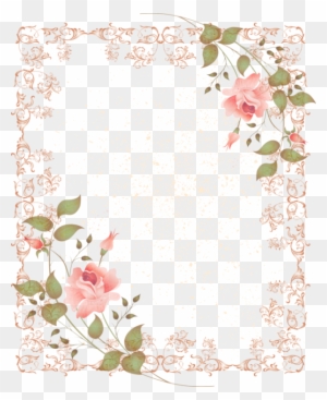 Lacy Pink Frame With Pink Rose Corner Accents - Pink Rose Page Border