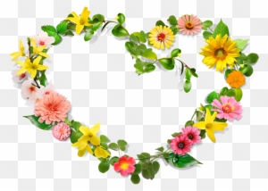 Flower Heart Wreath Clip Art - Flowers Heart