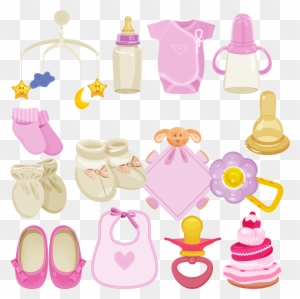 Shower Set, Baby Girl Shower, Candle, Illustration, - Illustration Shower Set, Baby Girl Shower, Candle, Illustration, - Illustration