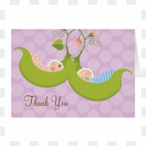 Peas In A Pod Boy Girl Twin Baby Shower Thank You Cards - Thank You
