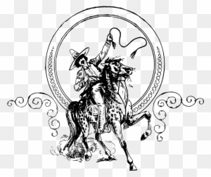 Cowboy And Wonderful Horse - Skeleton Horse And Cowboy Art