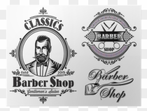 Set Of Emblems On A Theme Barber Shop Poster • Pixers® - Logos Barber Shop Gentleman