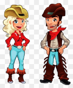 Cowgirl And Cowboy - Cartoon Cowboys And Cowgirls