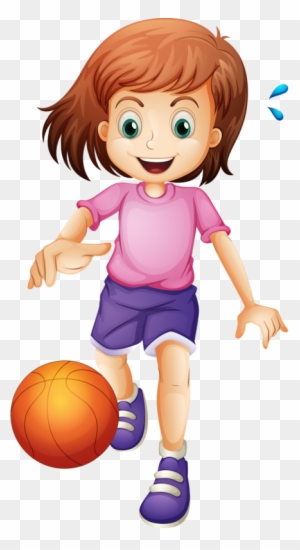 Little Girl Playing Basketball - Sports Girl Clipart
