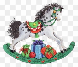 Rocking Horse With Presents - Christmas Rocking Horse Clipart