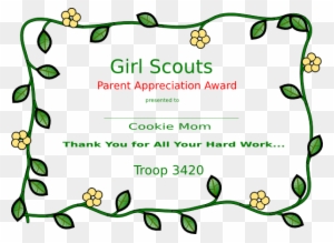 Girl Scout Cookie Mom Certificate Clip Art At Clker - Girl Scout Volunteer Awards