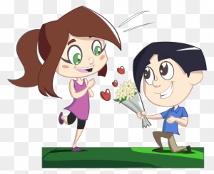 Big Image - Boy Giving Flowers To Girl