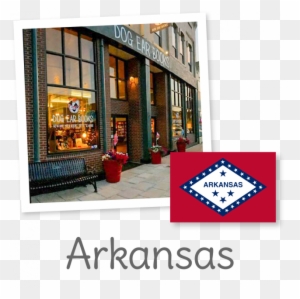 Tucked Into A Welcoming Shop In Russellville, Arkansas - Custom Arkansas Flag Tote Bag - 100% Spun Polyester