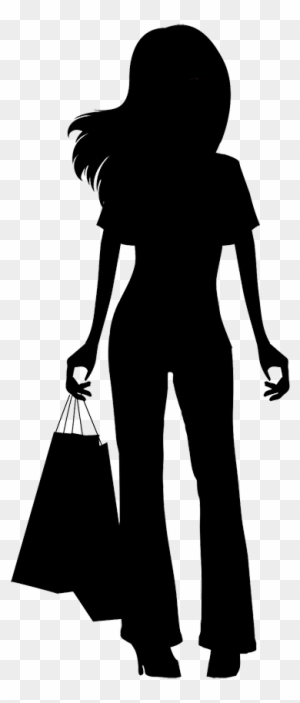 Black Man Running Cartoon - Girl Shopping Silhouette Png